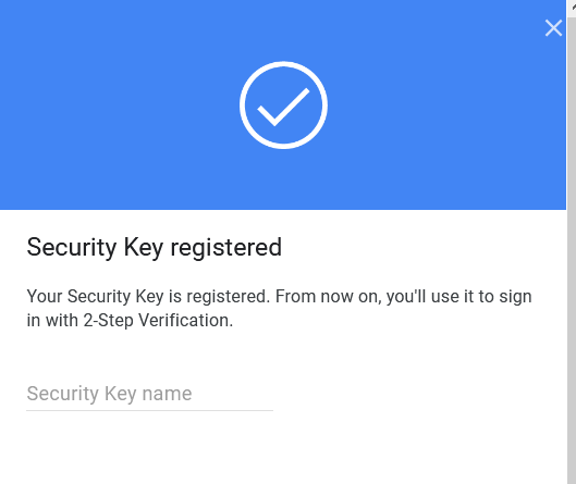 Security Key Registered