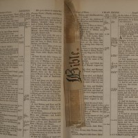 Bookmarked page of Mrs. Wheaton's personal Bible, The Holy Bible Containing the Old and New Testaments. Printed for the American Bible Society, New York, 1838.