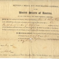 Laban Morey Wheaton's appointment as Postmaster for the town of Norton in 1818.