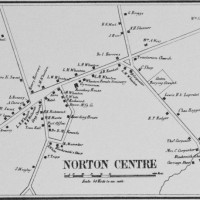 Detail of 1855 map of the Town of Norton, Bristol County. Surveyed and produced by H.F. Walling.