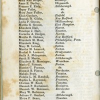 Roster for the first enrolled class of Wheaton Female Seminary, 1835.