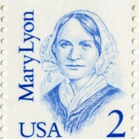 Stamp issued by the United States Postal Service featuring Mary Lyon.