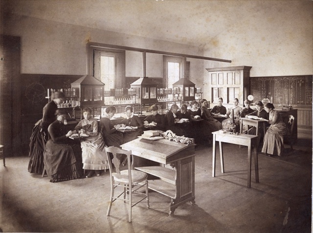 Students in a botany class, 1885