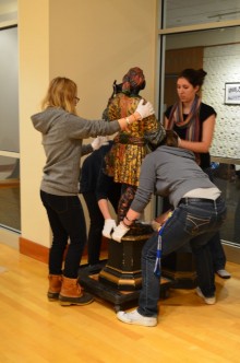 Installation of Blackamoor figure Image courtesy of Hillary T. Shusterman