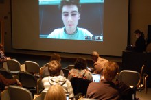 Students watch Liam Grace-Flood '16 on the webcast.