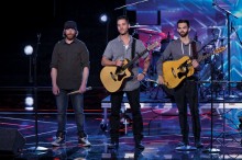 Beach Avenue faces the American’s Got Talent judges. Left to right: Ryan Zipp, Nick Fradiani ’08, Nick Abraham