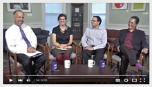 President Dennis M. Hanno discusses the impact of First-Year Seminar with professors Laura Muller, Michael Berg and Dolita Cathcart during the Lyons Lunch and Learn webcast.