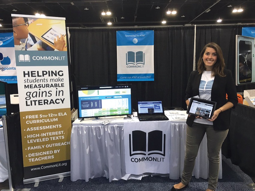 Sarah Mielbye ’09 shares information at the June 2016 International Society for Technology in Education Conference and Expo in Denver.