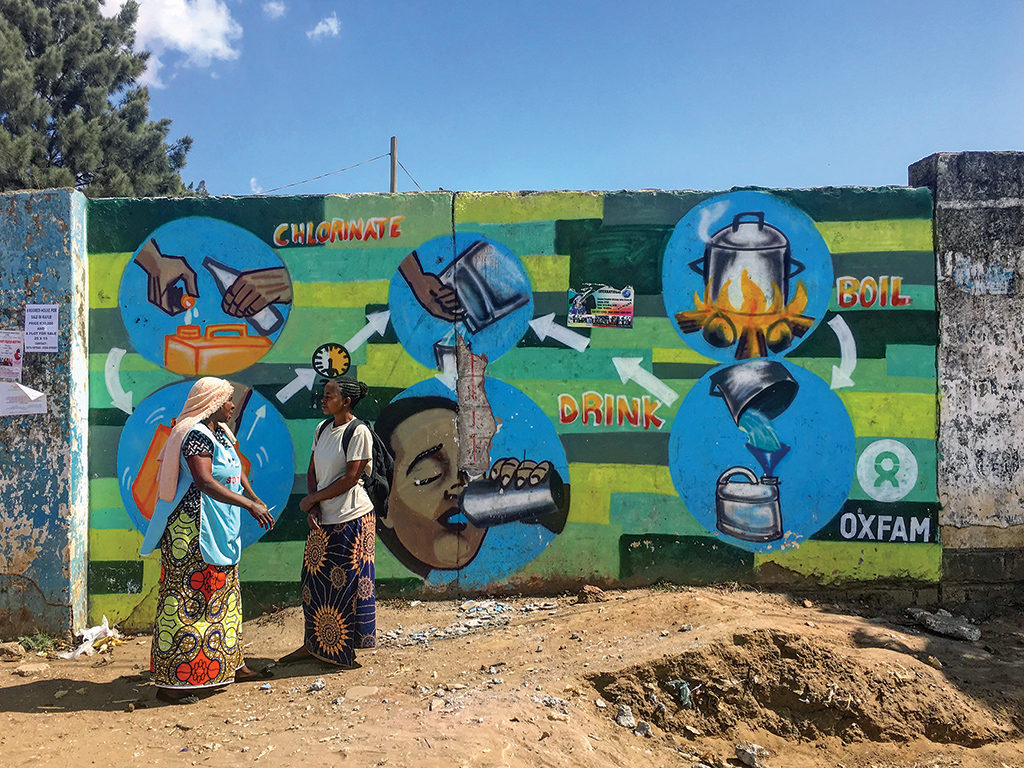 A mural in Zambia promoting practices that make water safe to drink