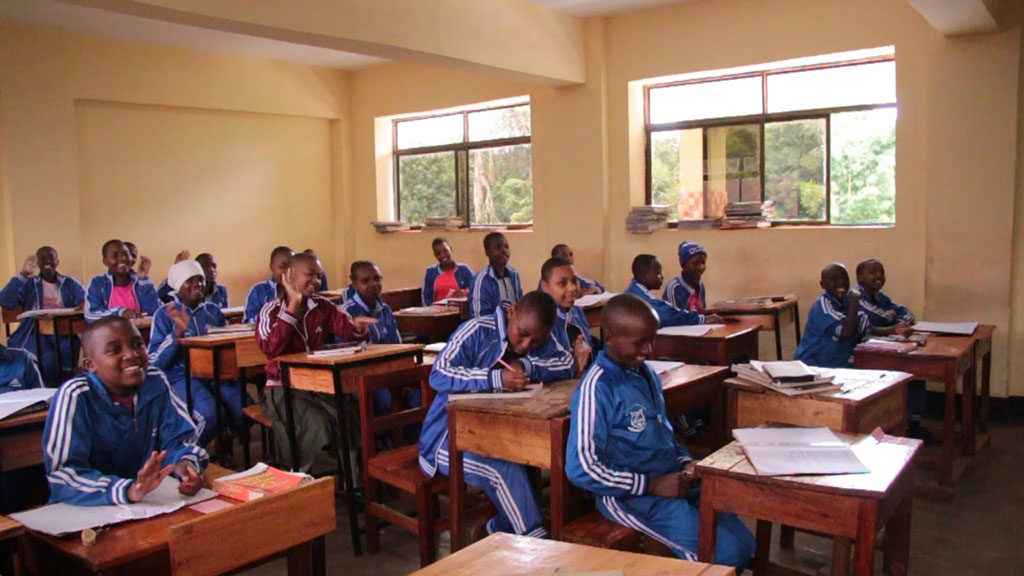 A Tanzanian classroom where Wheaton students taught English