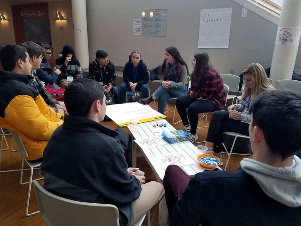 Student discussion at the Youth Climate Action Summit at Wheaton College