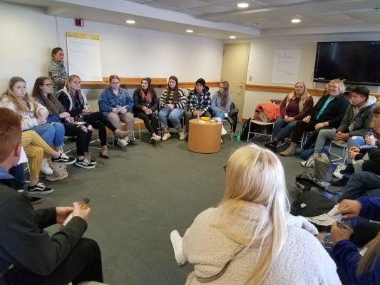 Student discussion at the Youth Climate Action Summit at Wheaton College