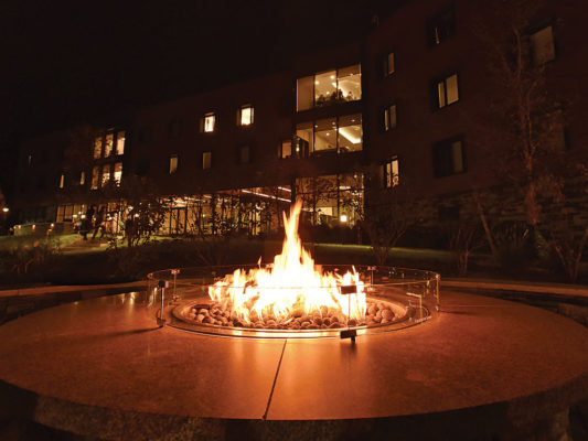 Fire pit outside Pine Hall