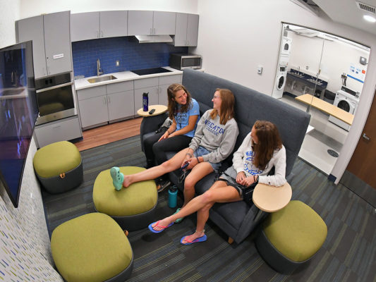 Students in Pine Hall residence hall