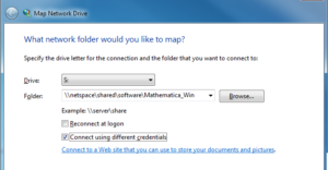 Screenshot of mapping a network drive on PC