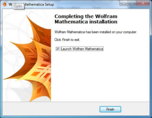 Screenshot of completed Mathematica installation on PC