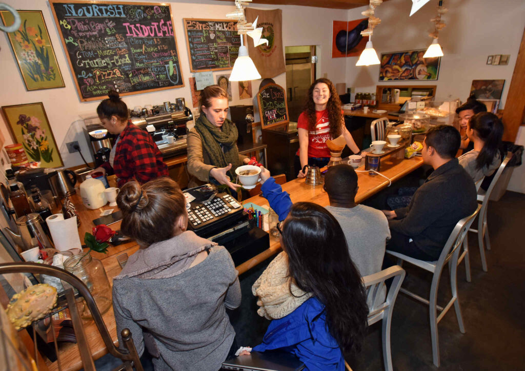 Students ordering at the Lyons Den