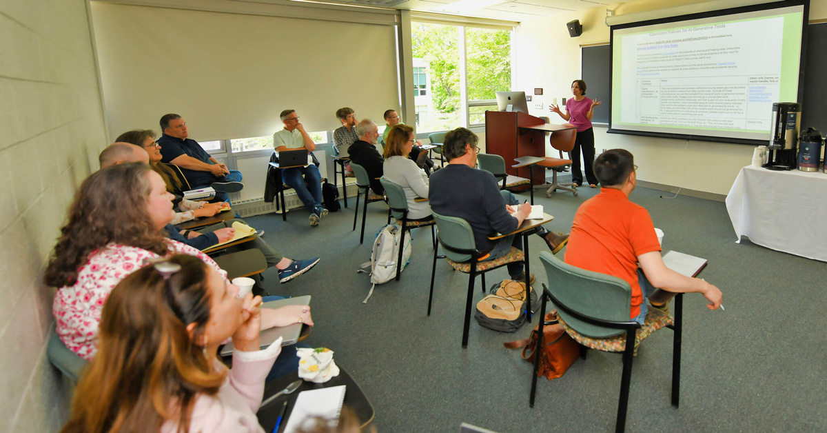Faculty and staff attend workshop with Professor Lisa Lebduska