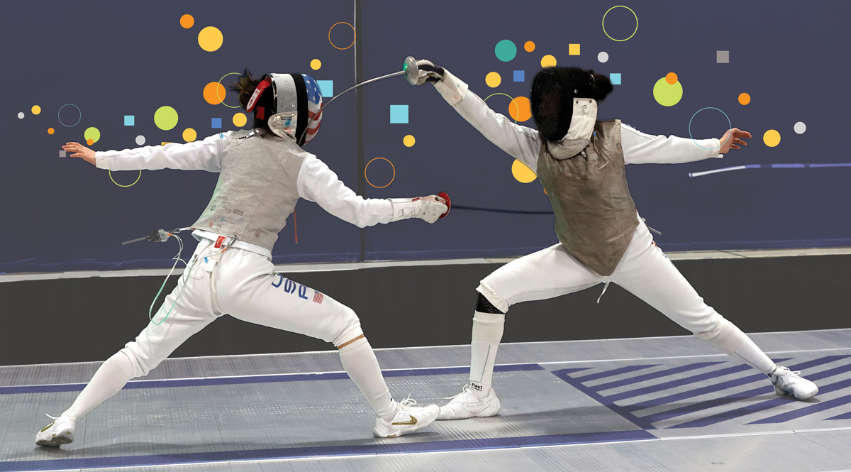 Wheaton students fencing
