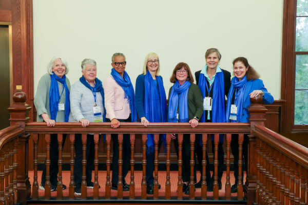 Distinguished members of the Wheaton College Class of 1974 with President Michaele Whelan