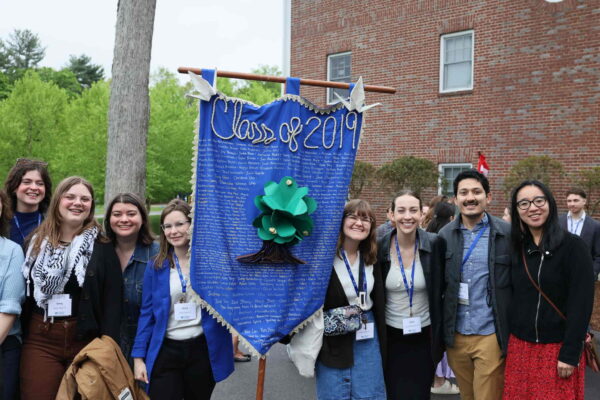 Wheaton College Class of 2019 with its banner