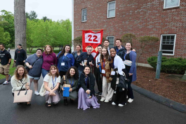 Wheaton College Class of 2022 with its banner.