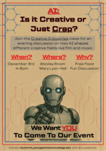 an android robot pointing towards the spectator